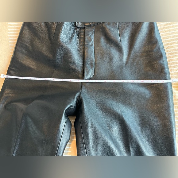VINTAGE GENUINE LEATHER PANTS High Rise Straight Leg Bootcut Leather Pants - Picture 7 of 8